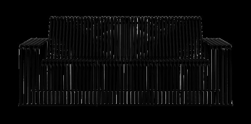 Lounge Couch ANZIO, 3-Sitzer, Breite 1980 mm, in RAL 9005 tiefschwarz