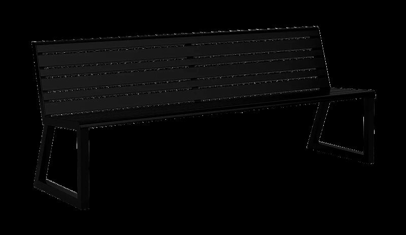 Sitzbank MANTUA mit Rückenlehne, in RAL 9005 tiefschwarz