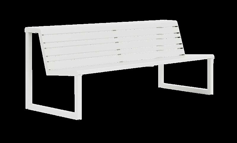 Sitzbank MANTUA mit verlängerter Rückenlehne in RAL 9003 signalweiß
