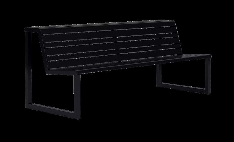 Sitzbank MANTUA mit verlängerter Rückenlehne in RAL 9005 tiefschwarz
