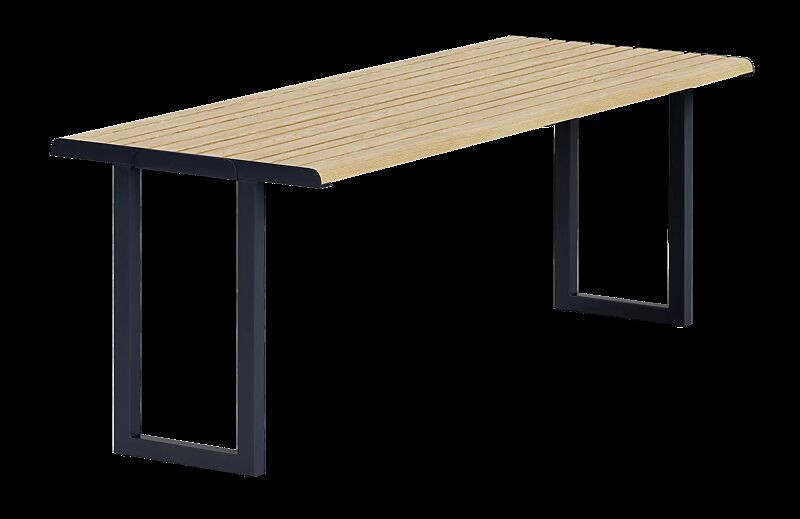 Tisch MANTUA, Aluminium in natürlichem Eschenholzoptik-Effekt, Stahlteile in eisenglimmergrau