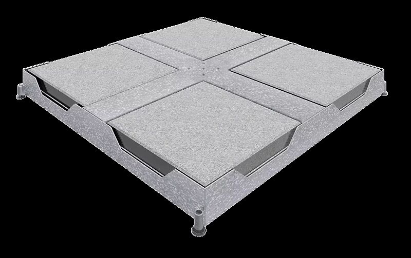 Platten-Schirmständer, feuerverzinkt, inklusive 4 Stück Nivellierschrauben, für max. 8 Stück bauseitige Betonplatten 400 x 400 x 50 mm