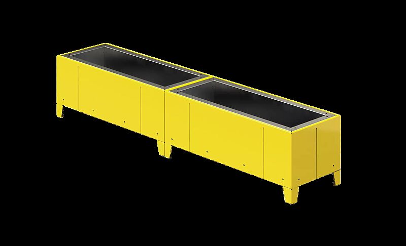 Sitzinsel TASKU, 2 rechteckige Pflanzbehälter, in RAL 1021 rapsgelb