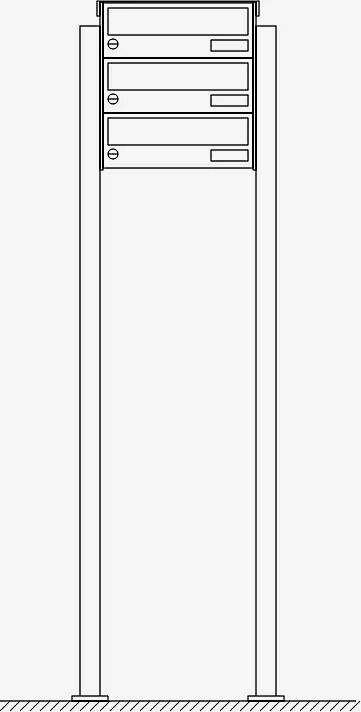 Briefkastenanlage NANTES, zum Aufdübeln, 3 Briefkästen (untereinander), ohne Sprech- / Klingelfach