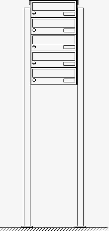 Briefkastenanlage NANTES, zum Aufdübeln, 5 Briefkästen (untereinander), ohne Sprech- / Klingelfach