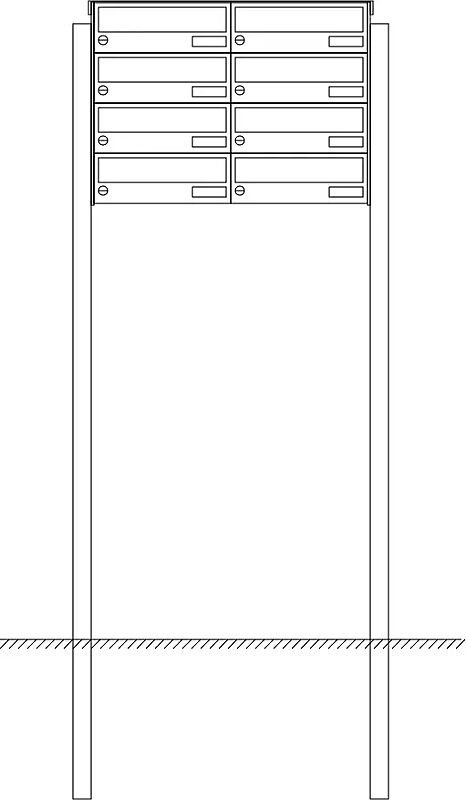 Briefkastenanlage NANTES, zum Einbetonieren, 8 Briefkästen (2 nebeneinander), ohne Sprech- / Klingelfach