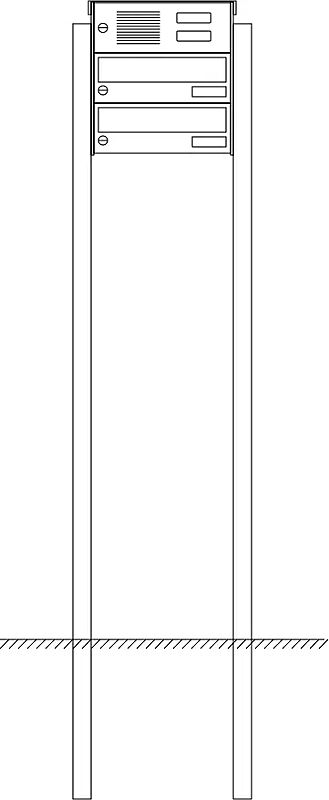 Briefkastenanlage NANTES, zum Einbetonieren, 2 Briefkästen (untereinander), mit Sprech- / Klingelfach