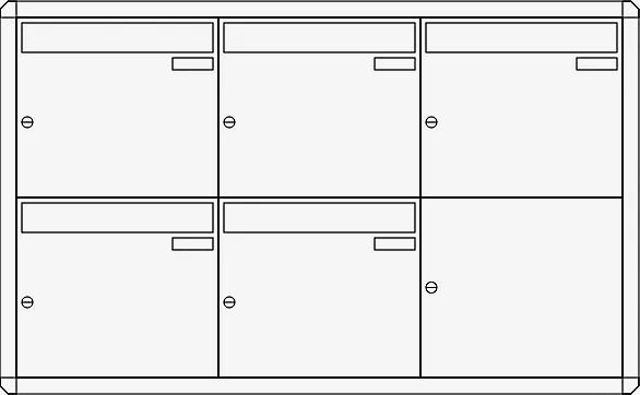 Aufputz-Briefkastenanlage NIZZA, 5 Briefkästen (3 nebeneinander), ohne Sprech- / Klingelfach