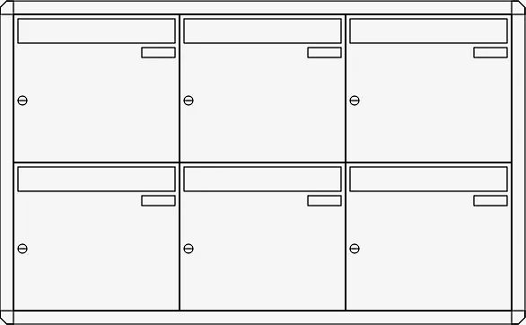 Aufputz-Briefkastenanlage NIZZA, 6 Briefkästen (je 3 nebeneinander), ohne Sprech- / Klingelfach