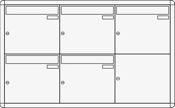Unterputz-Briefkastenanlage NIZZA, 5 Briefkästen (3 nebeneinander), ohne Sprech- / Klingelfach