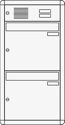 Unterputz-Briefkastenanlage NIZZA, 2 Briefkästen (untereinander), mit Sprech- / Klingelfach