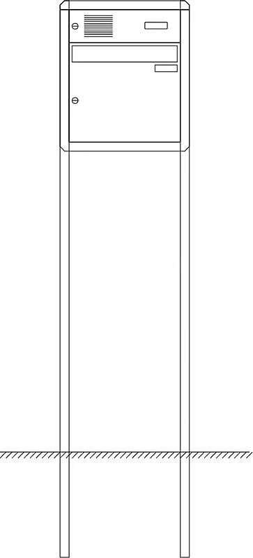 Briefkastenanlage Nizza mit Ständeranlage, zum Einbetonieren, 1 Briefkasten, mit Sprech- / Klingelfach