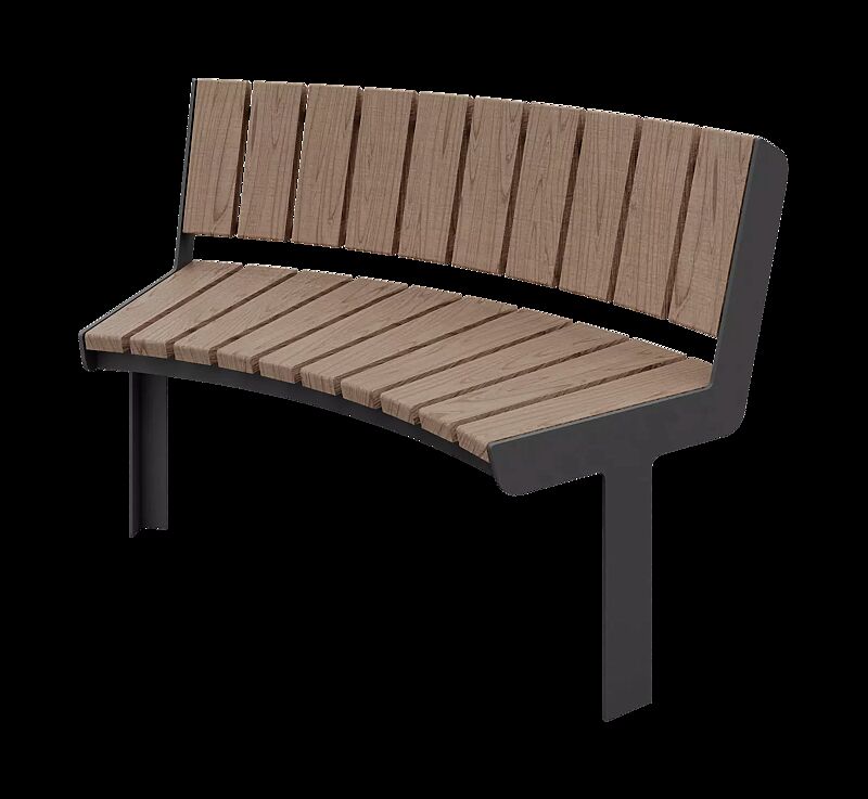 Sitzbank UNOLA CENTRO, mit Rückenlehne, Breite 1154 mm, konkav gebogen 45°, Stahlteile in RAL 7016 anthrazitgrau