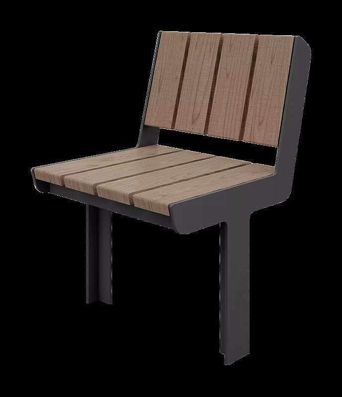 Sitz UNOLA CENTRO, mit Rückenlehne, mit Eschenholzbelattung, Breite 552 mm, Stahlteile in RAL 7016 anthrazitgrau