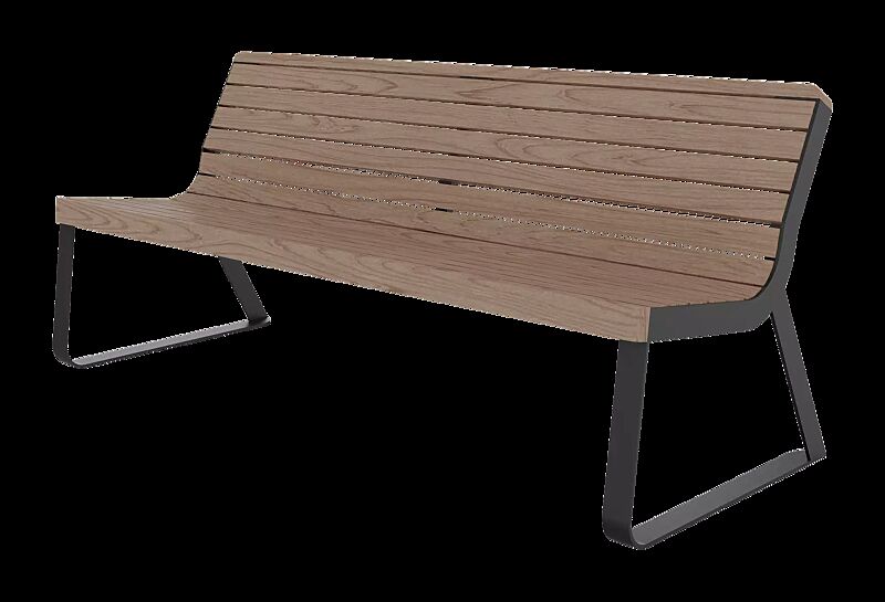 Sitzbank IGLAU CLASSIC mit Rückenlehne, Breite 1870 mm, Stahlteile in RAL 7016 anthrazitgrau