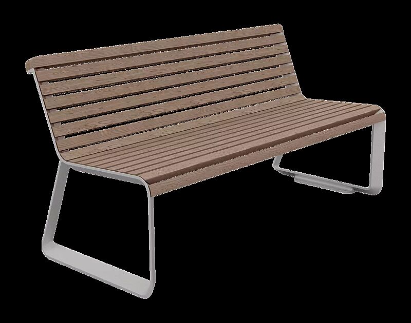 Sitzbank IGLAU MODERN mit Rückenlehne, Breite 1270 mm, Aluminium in RAL 9007 graualuminium