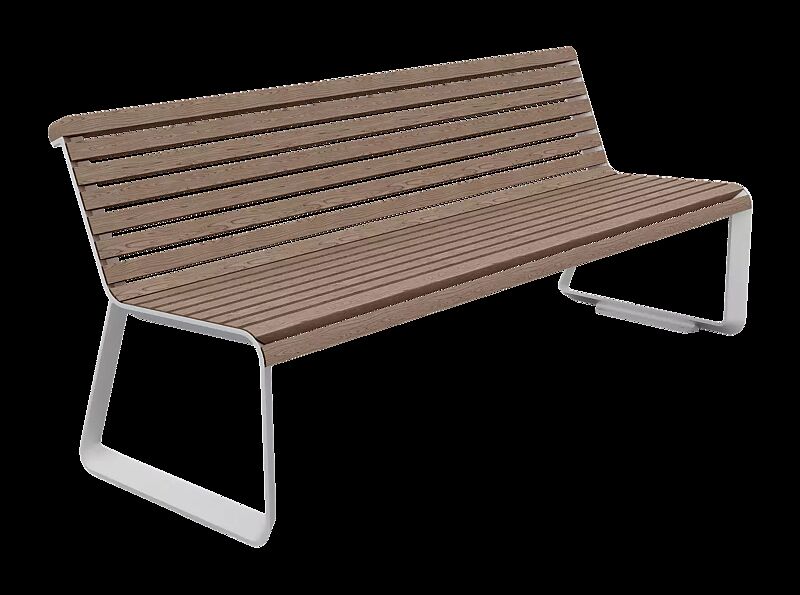 Sitzbank IGLAU MODERN mit Rückenlehne, Breite 1870 mm, Aluminium in RAL 9007 graualuminium