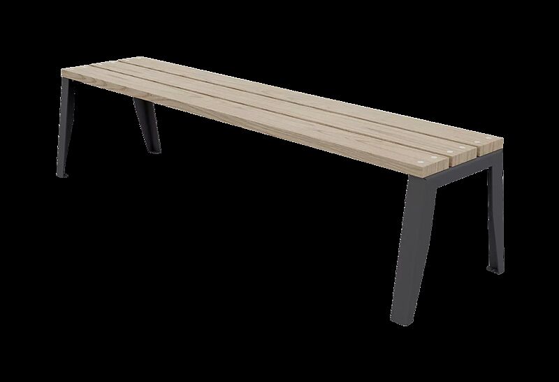 Sitzbank EGER CLASSIC ohne Rückenlehne, mit Kiefernholzbelattung, Stahlteile in RAL 7016 anthrazitgrau