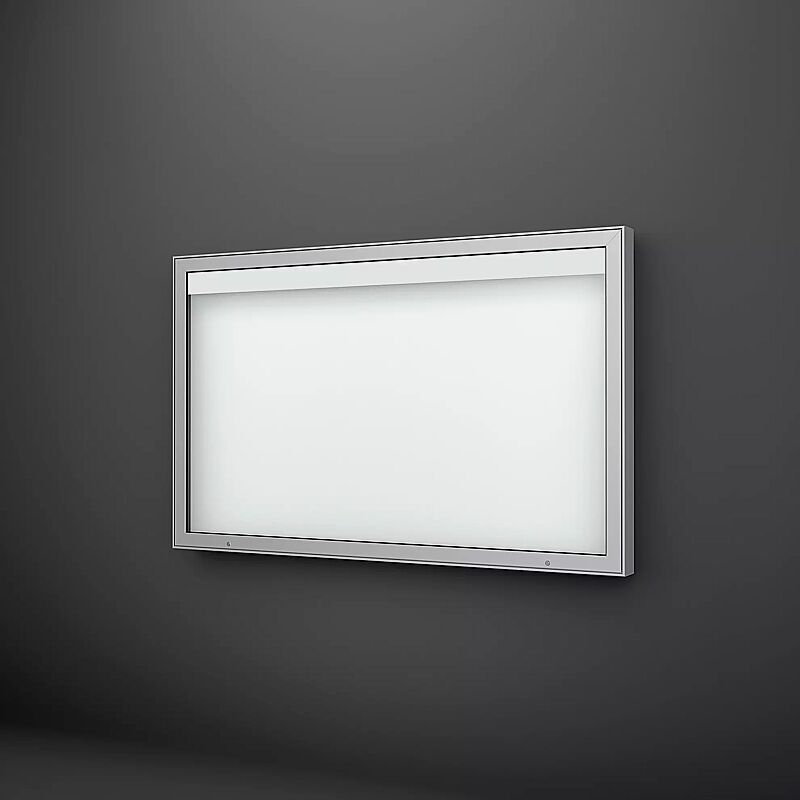 Schaukasten DERINEA zur Wandbefestigung, Ecken spitz, Bautiefe 100 mm, für 24 x DIN A4, Alu silber