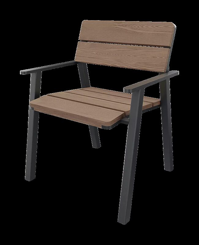 Sitz EGER MODERN mit Rück- und Armlehnen, mit Eschenholzbelattung, Stahlteile in RAL 7016 anthrazitgrau