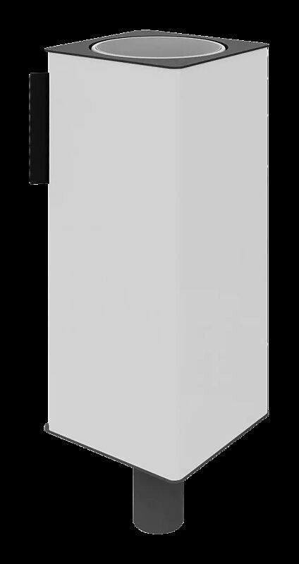 Abfallbehälter EGER ohne Mülltrennung, Korpus: Stahlblech, mit zentralem Standfuß zum Aufdübeln bei -100 mm, Stahlteile in RAL 9010 reinweiß und RAL 7016 anthrazitgrau