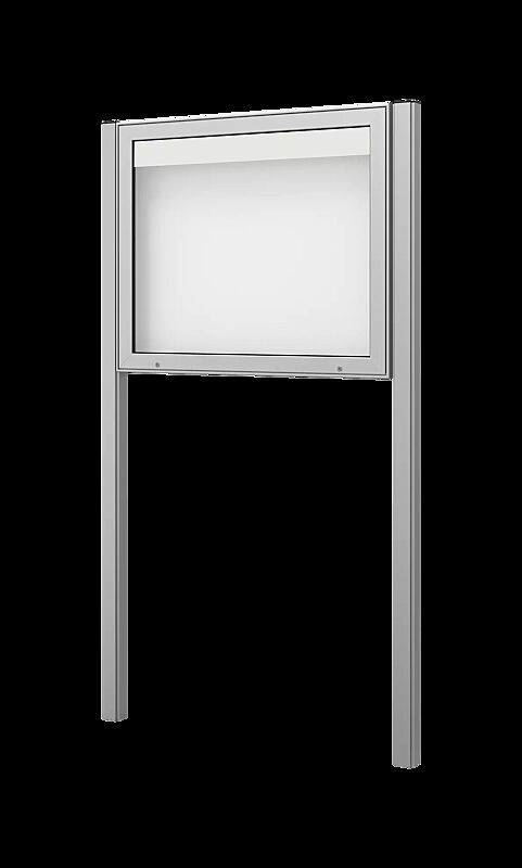 Schaukasten IKARIA zum Einbetonieren, für 8 x DIN A4, Alu silber