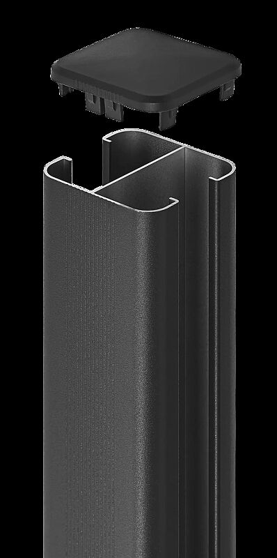 Detail: Grundstütze, Standardausführung für Sicht- und Schallschutzwand LYNWOOD in RAL 7021 schwarzgrau
