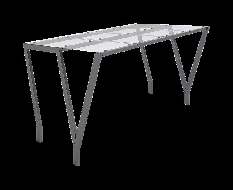 Fahrradüberdachung TAURI, Dachbreite x Dachtiefe 3940 mm x 2500 mm, Dacheindeckung VSG, Stahlkonstruktion in RAL 7004 signalgrau