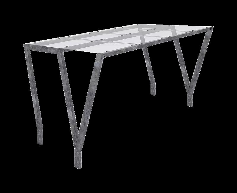 Fahrradüberdachung TAURI, Dachbreite x Dachtiefe 3940 mm x 2500 mm, Dacheindeckung VSG, Stahlkonstruktion feuerverzinkt