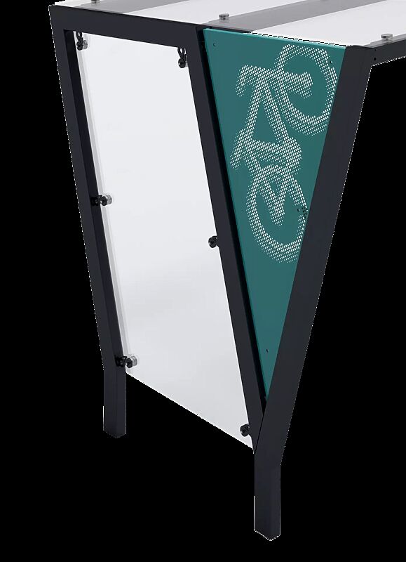 Seitenwand, mit ESG Klarglas und perforiertem Stahlblech, für Dachtiefe 2500 mm