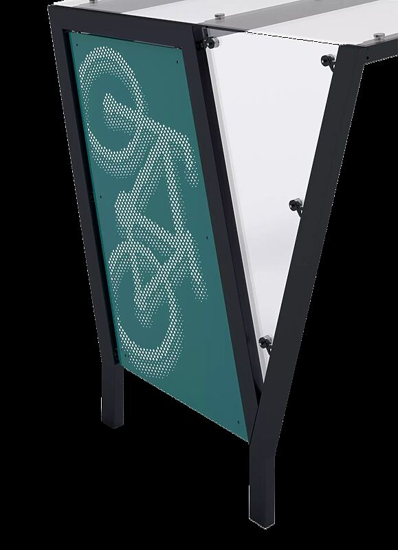 Seitenwand, mit perforiertem Stahlblech und ESG Klarglas, für Dachtiefe 2500 mm