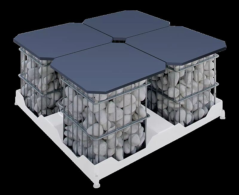 Sitzelement-Set (Höhe 540 mm) mit Schirmständer und 4 Drahtkörbe mit HPL-Auflage in anthrazit