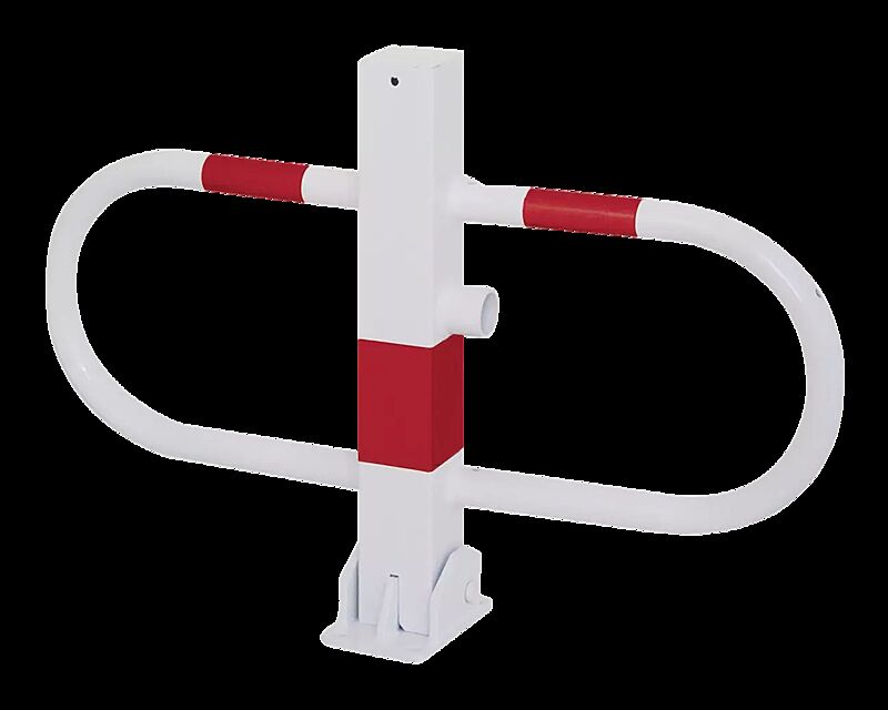 Parkbügel GREZ, feuerverzinkt und weiß pulverbeschichtet, mit Dreikantschloss
