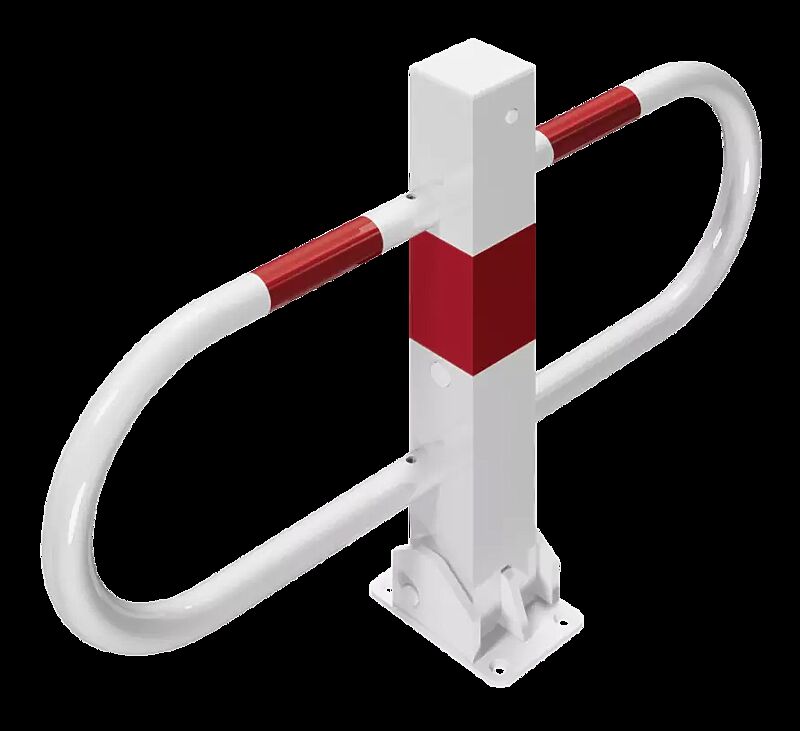 Parkbügel GREZ, feuerverzinkt und weiß pulverbeschichtet, mit Profilzylinderschloss