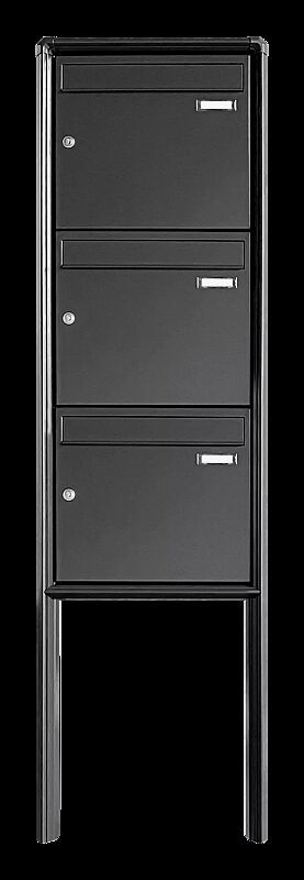 Briefkastenanlage Nizza mit Ständeranlage, zum Einbetonieren, 3 Briefkästen (untereinander), ohne Sprech- / Klingelfach