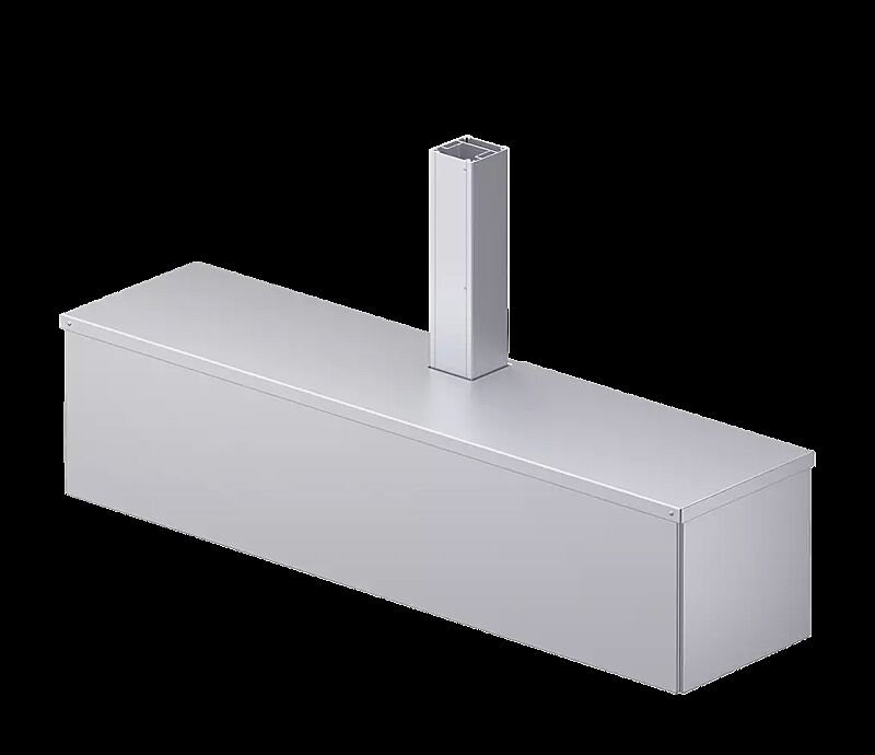 Beschwerungskasten mit Aluminium-Abdeckung, mittig für doppelseitige Ausführung, für Markisen-Freigestell VOLANTIS, in RAL 9006 weißaluminium