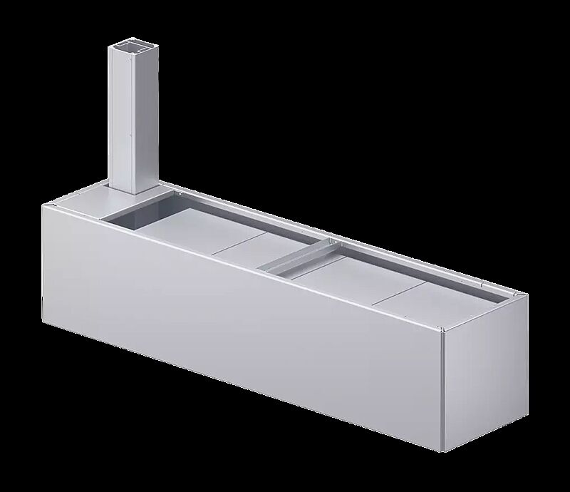 Beschwerungskasten ohne Deckel aus Aluminium, seitlich für einseitige Ausführung, für Markisen-Freigestell VOLANTIS, in RAL 9006 weißaluminium