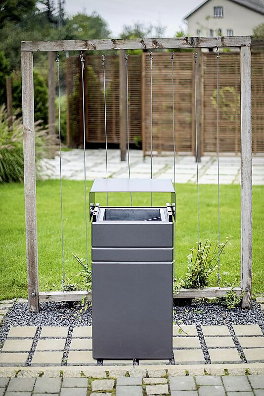 abfallbehaelter-brno__shoKAT0069219 Abfallbehälter BRNO mit Ascher, mit Schutzdach in RAL 7021 schwarzgrau, Beton beschichtet in grau