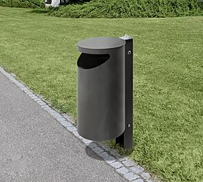 <div id="container" class="container">Abfallbehälter BURLINGTON aus Edelstahl, pulverbeschichtet in DB 703 eisenglimmer, mit Ascher</div>