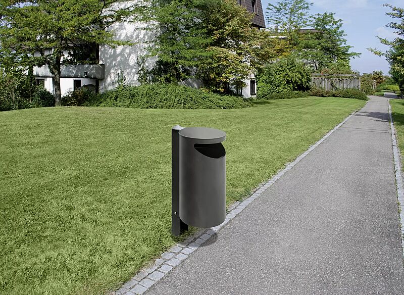 abfallbehaelter-burlington__shoKAT0041306 Abfallbehälter BURLINGTON aus Edelstahl, pulverbeschichtet in DB 703 eisenglimmer, mit Ascher