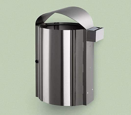 Abfallbehälter CALEDON aus Edelstahl, zur Wandbefestigung, mit Ascher (0,4 Liter)