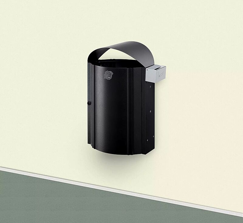 Abfallbehälter CALEDON, zur Wandbefestigung, 50 Liter, ohne Ascher, in antik-silber