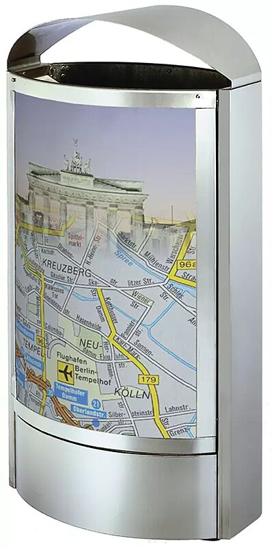 abfallbehaelter-capital__shoKAT0000705 Abfallbehälter CAPITAL aus Edelstahl, mit Werbefläche auf Anfrage erhältlich