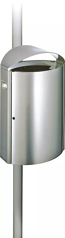 abfallbehaelter-capital__shoKAT0000707 Abfallbehälter CAPITAL, 50 Liter, zur Pfostenbefestigung, aus Edelstahl, mit Ascher (Mehrpreis)