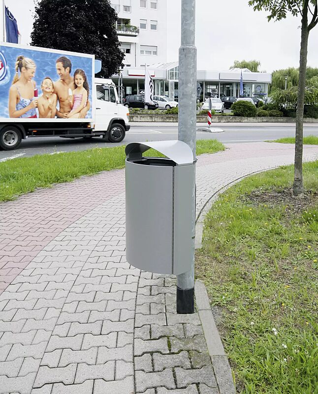 abfallbehaelter-capital__shoKAT0024356 Abfallbehälter CAPITAL aus Stahl, 60 Liter, zur Pfostenbefestigung