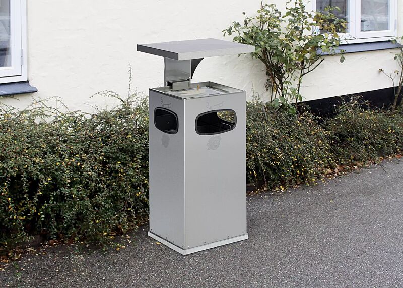 Abfallbehälter CASTLE mit Ascher, 38 Liter, aus Edelstahl