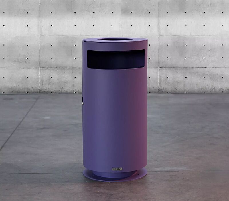 Abfallbehälter CIMA mit Ascher, in RAL 4005 blaulila
