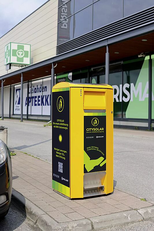 abfallbehaelter-citysolar__shoKAT0076342 Abfallbehälter CITYSOLAR 120 ohne Ascher, in RAL 1028 melonengelb (Mehrpreis)