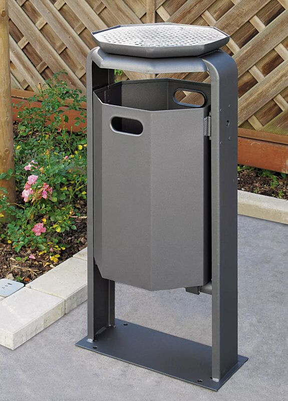 abfallbehaelter-coventry__shoKAT0020715 Abfallbehälter COVENTRY, zum Aufdübeln, mit Ascheraufsatz COVENTRY, in DB 703 eisenglimmer