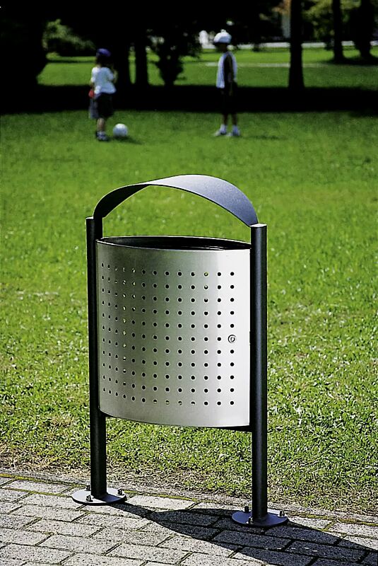 abfallbehaelter-eliseo__shoKAT0000653 Abfallbehälter ELISEO, Behälter aus Edelstahl, Rahmen und Schutzdach aus Stahl in RAL 9005 tiefschwarz